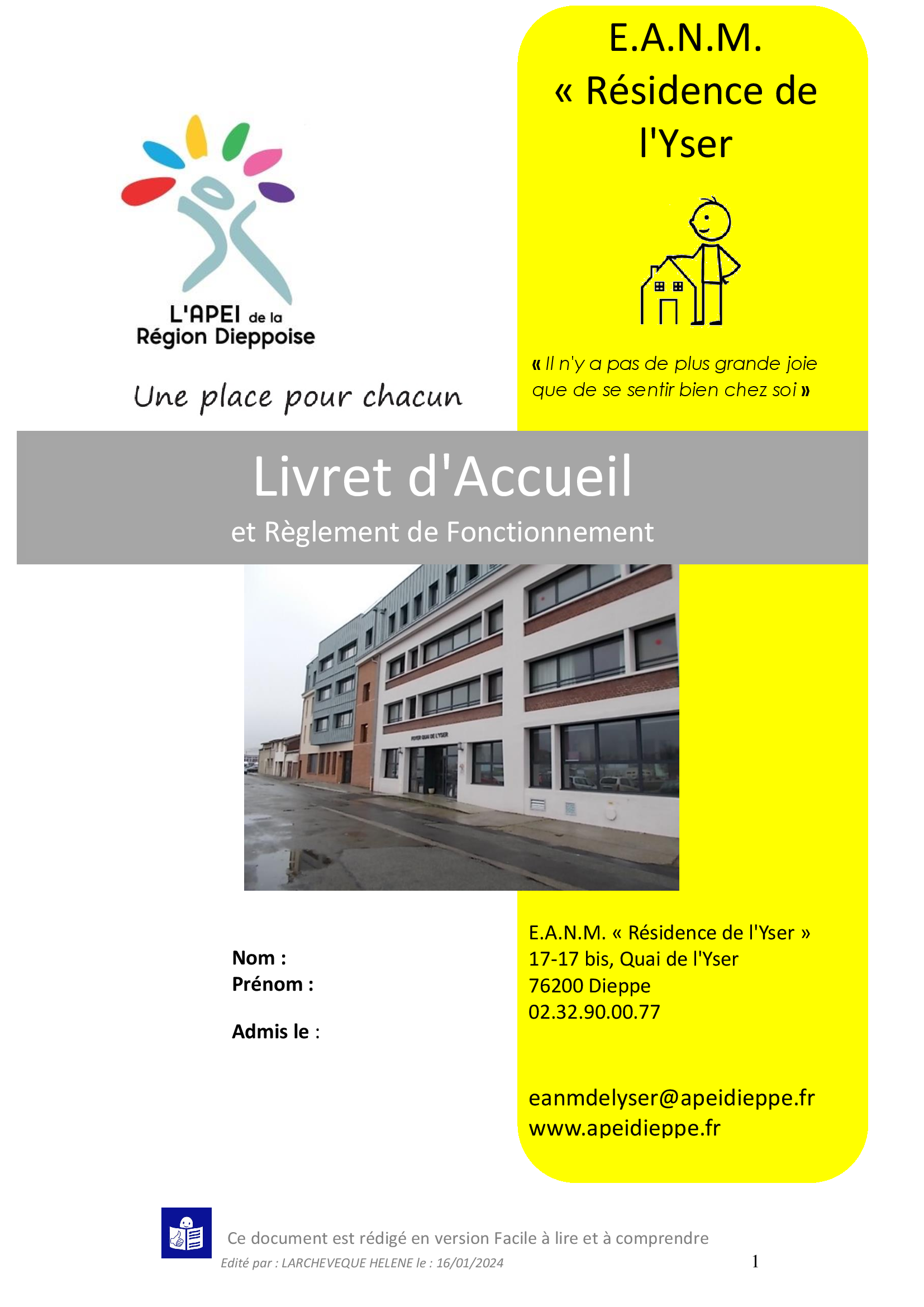 Livret d'accueil de l'EANM